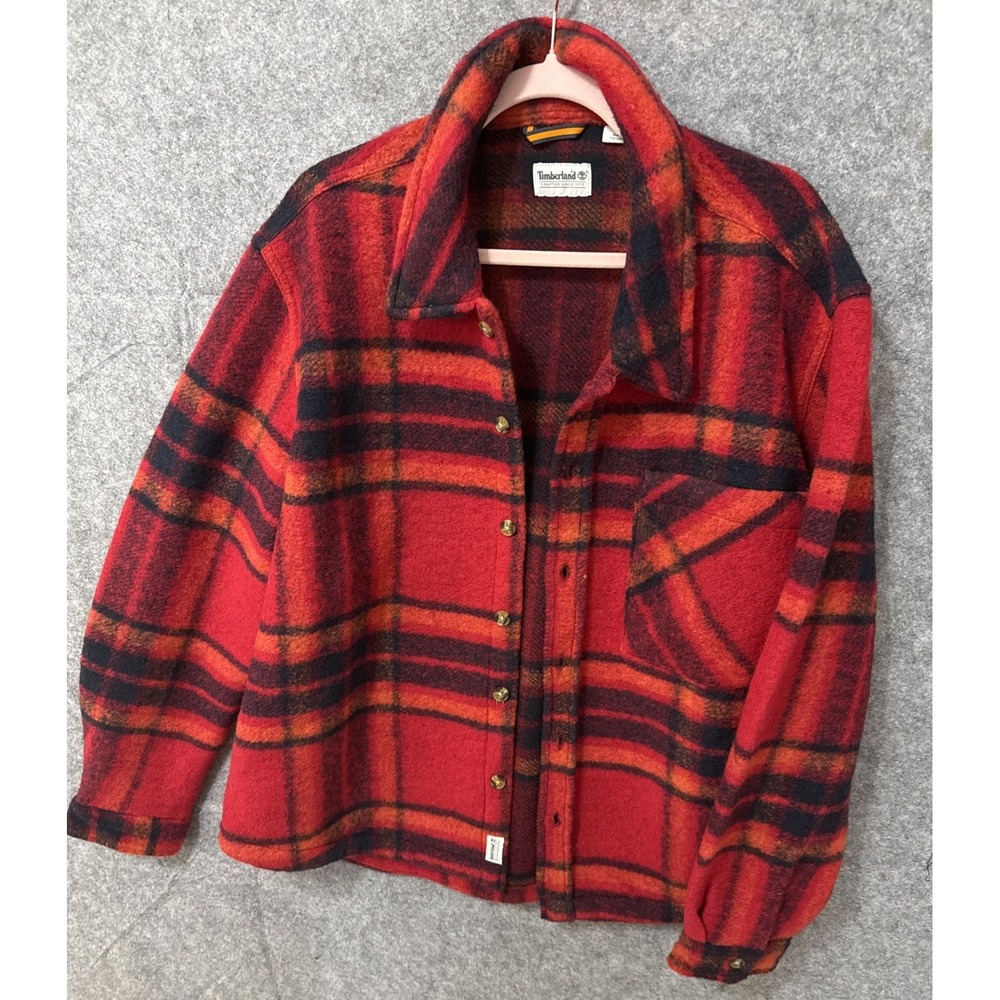 Timberland Women Plaid Shacket Big Pocket Button Up Vintage XL